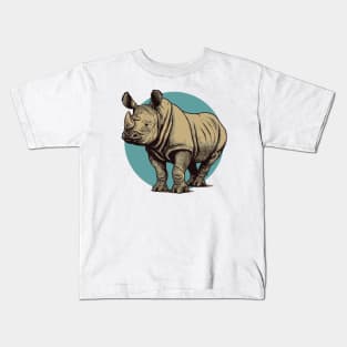 Rhinoceros Vector Art Illustration || Cute Rhino Kids T-Shirt